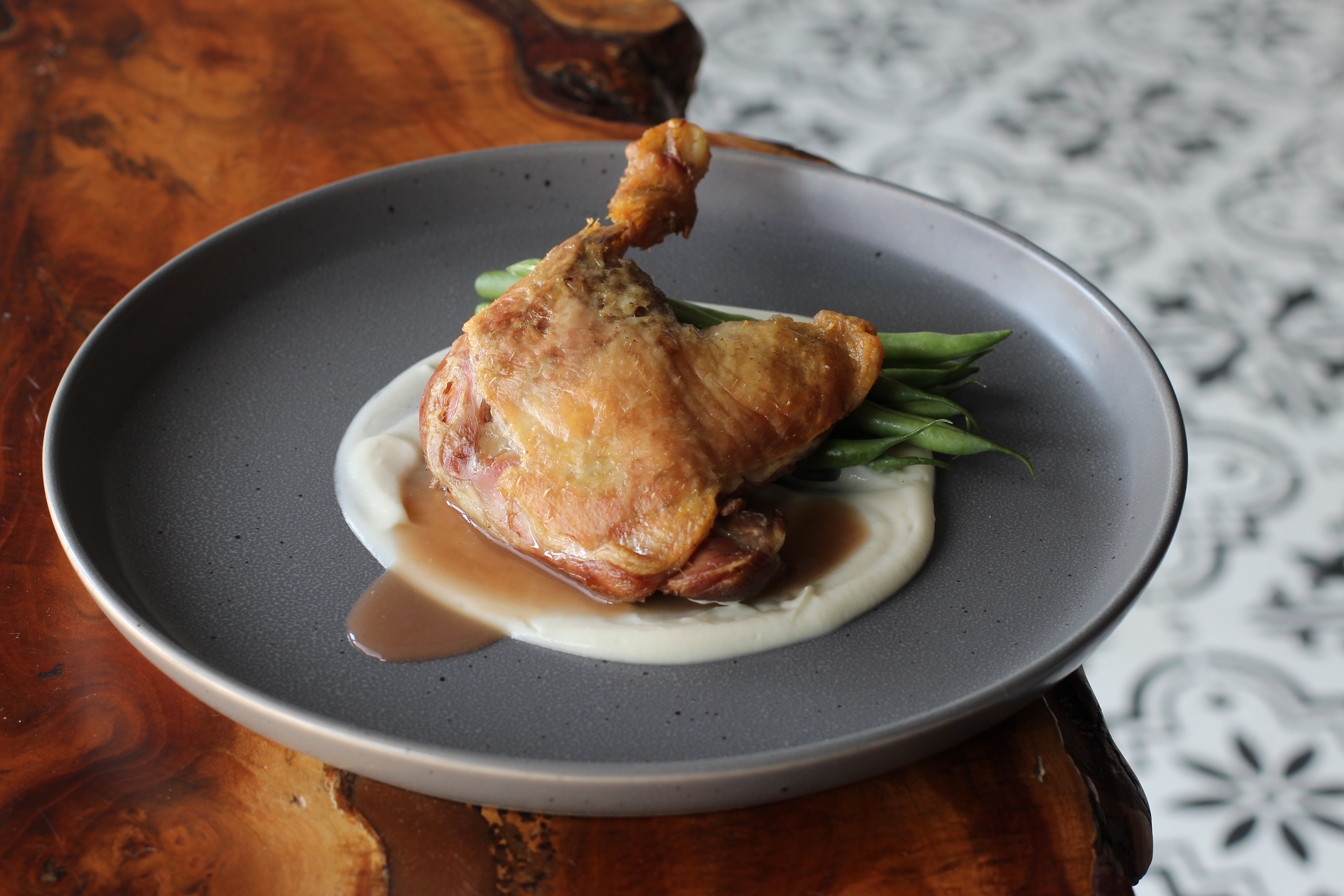 duck leg confit rhubarb gastrique