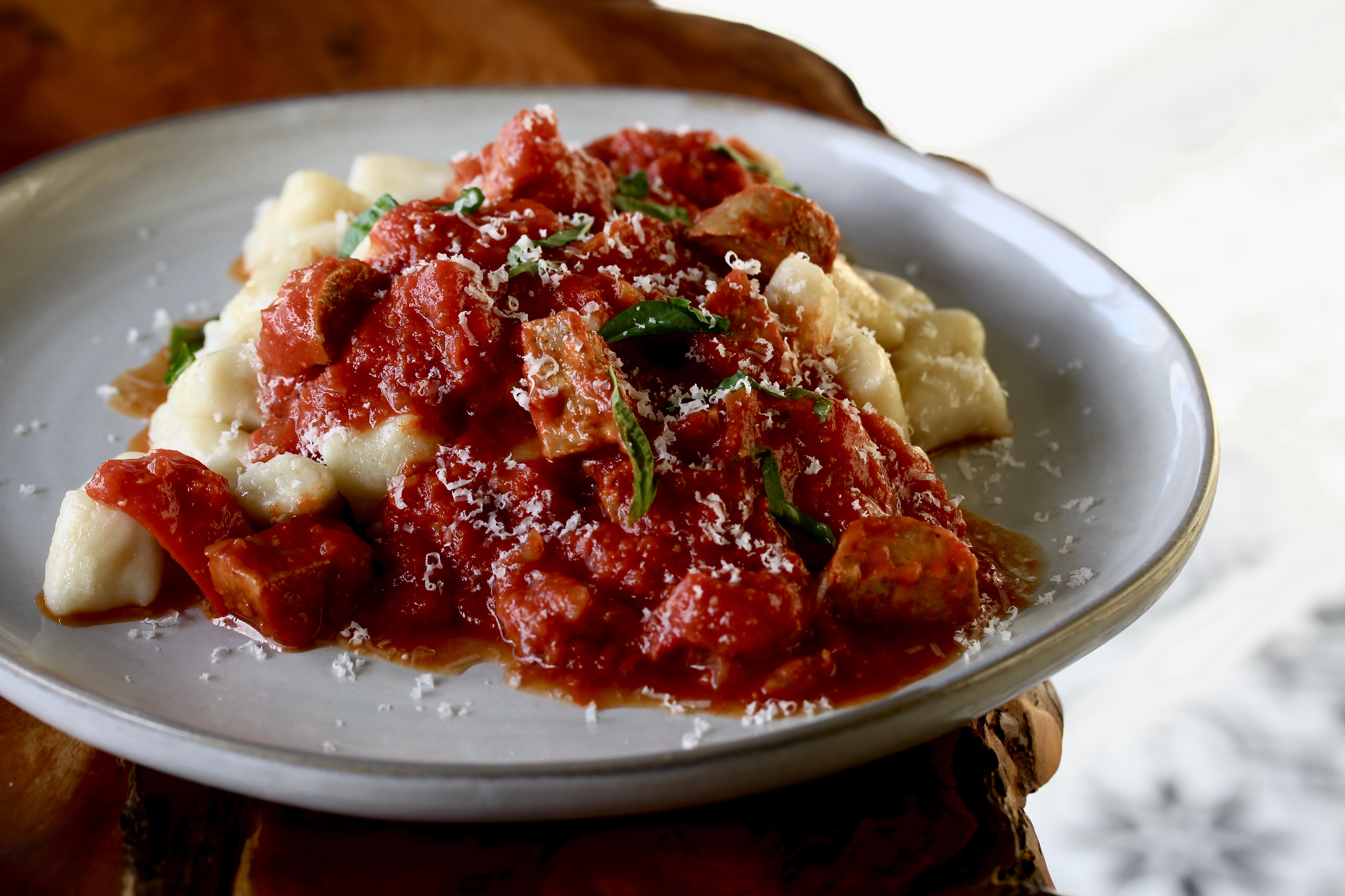 italian sausage gnocchi with parmesan basil