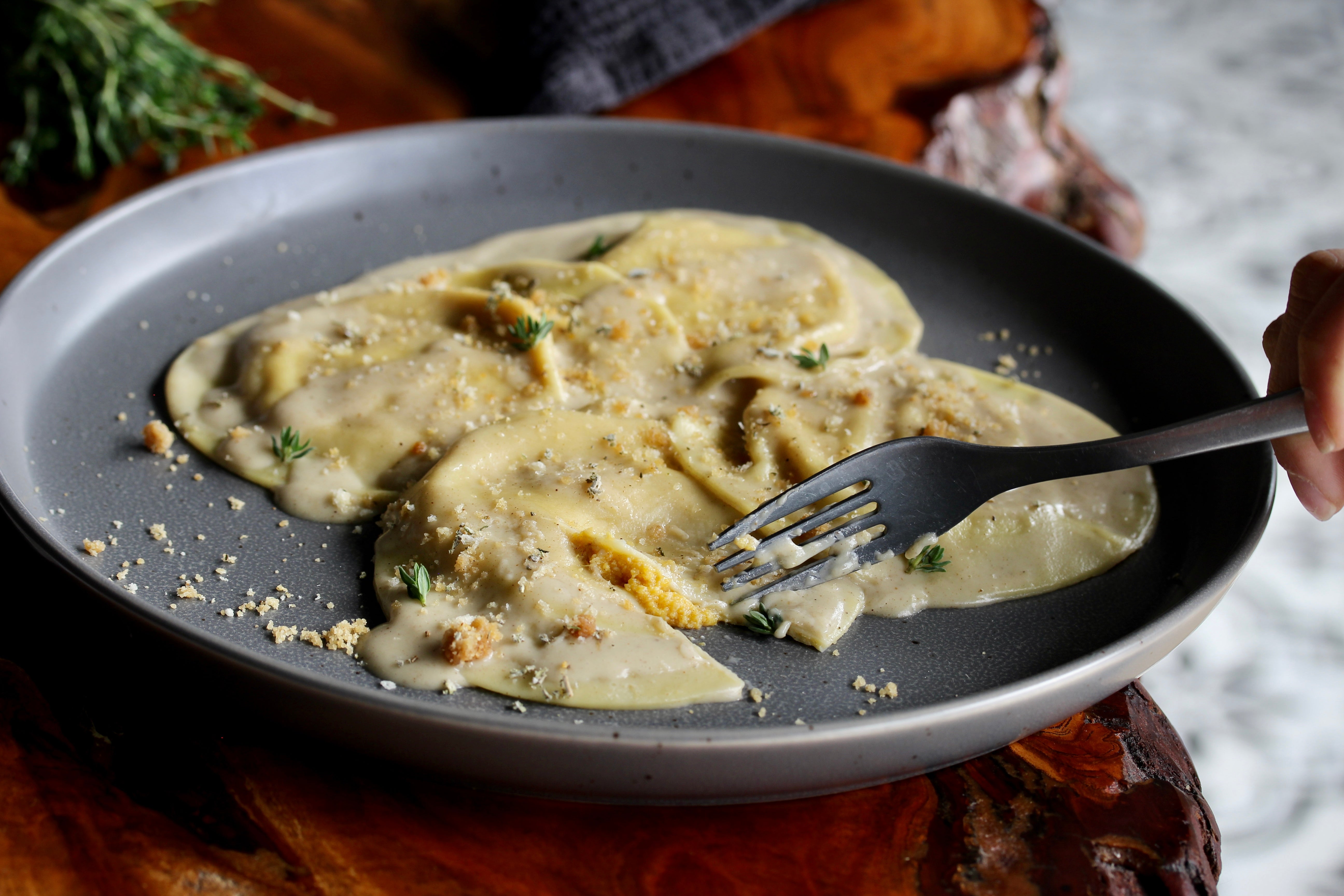 butternut squash ravioli brown butter sauce