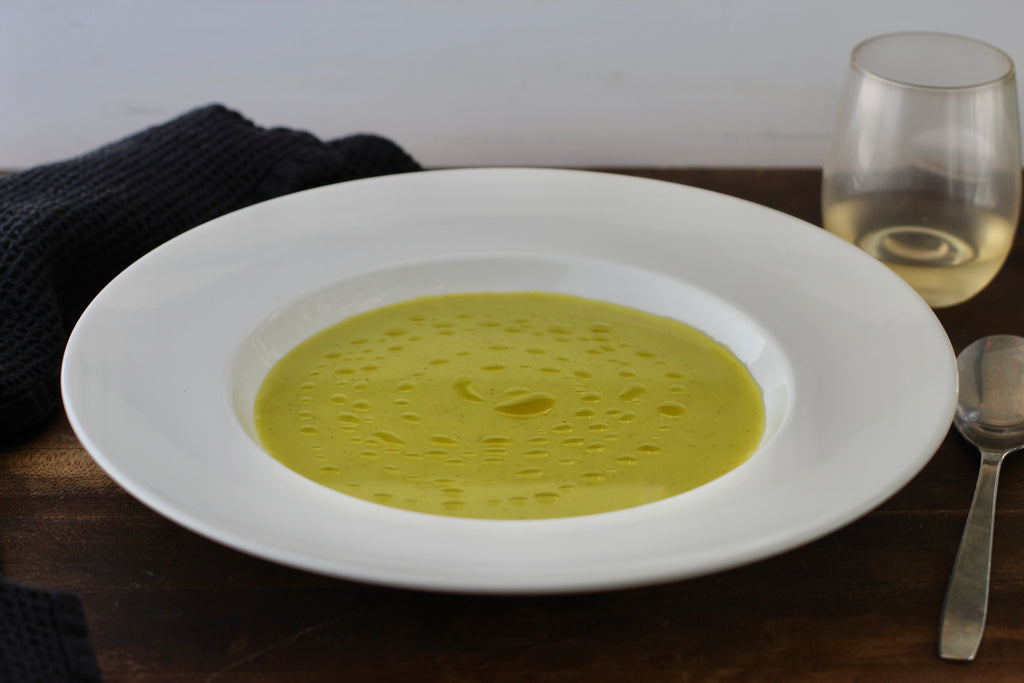 garden zucchini soup basil oil