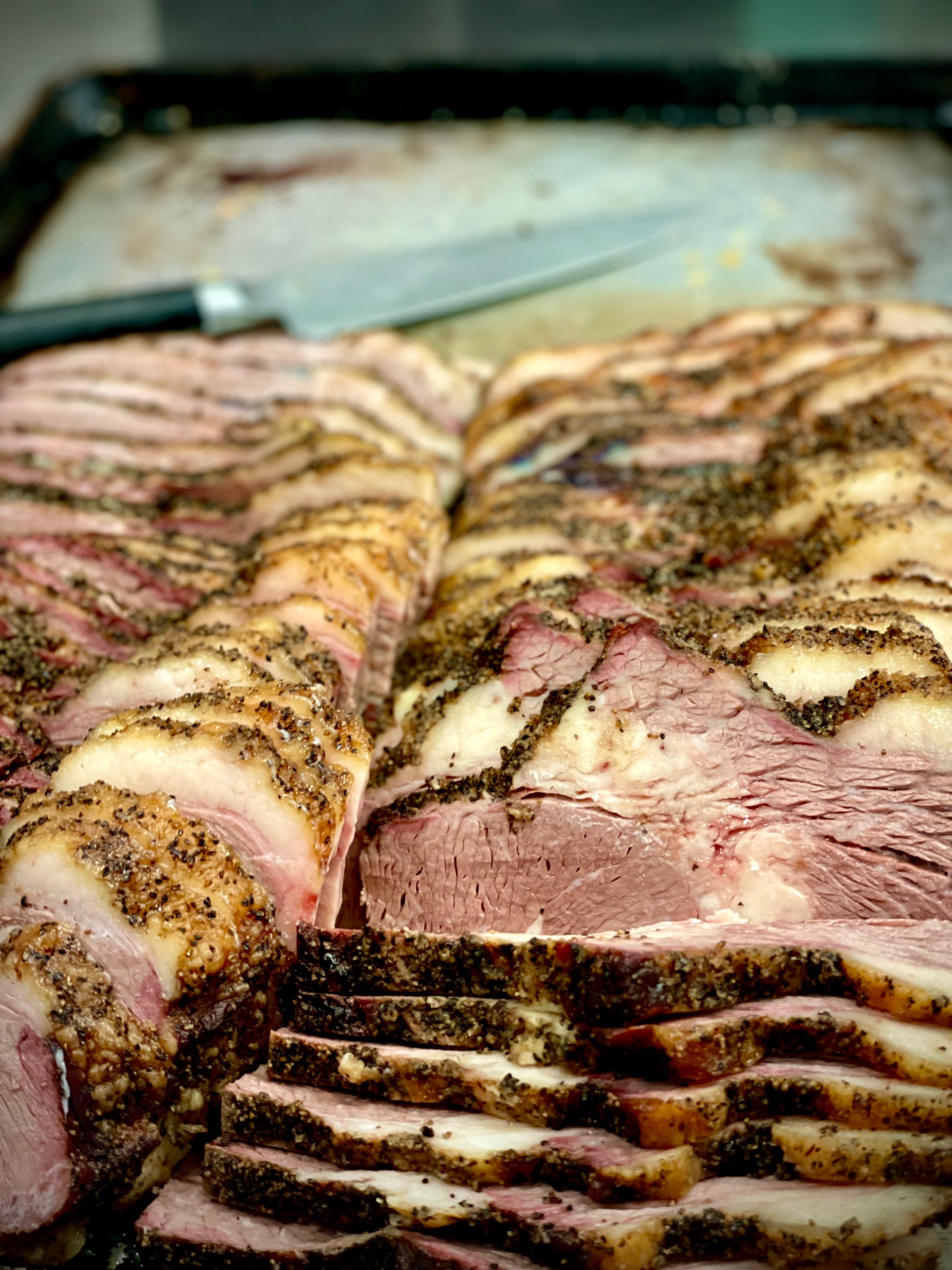 sliced smoked brisket