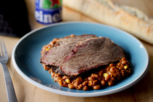smoked beef brisket and beans