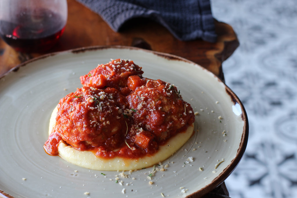 veal meatball tomato sauce polenta