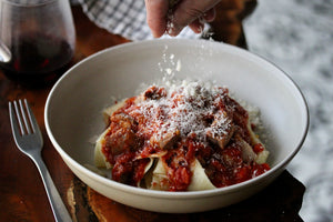 veal pappardelle pasta with cheese